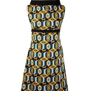 Madcap England Retro Mod Geometric Patterned Dress in Yellow and Blue